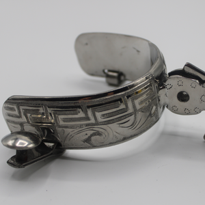Beautiful Stainless Steel Mexican Charro Spurs with Intricate Engravings